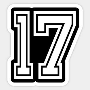 Numbers 17 for a sports team, group, or community Sticker